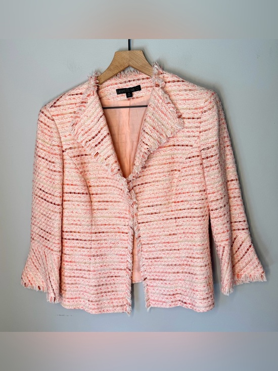 Lafayette 148 New York Jackets & Blazers - LAFAYETTE 148 Petal Pink Tweed Fringe Edge Lined Blazer Jacket Sz 8